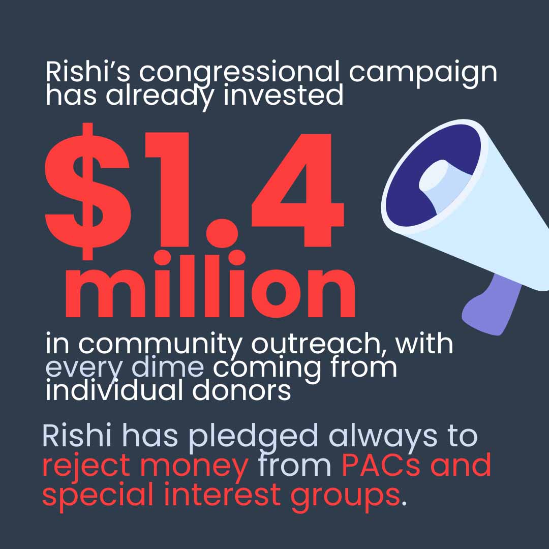 Rishi by the numbers. 1.4 million in donations